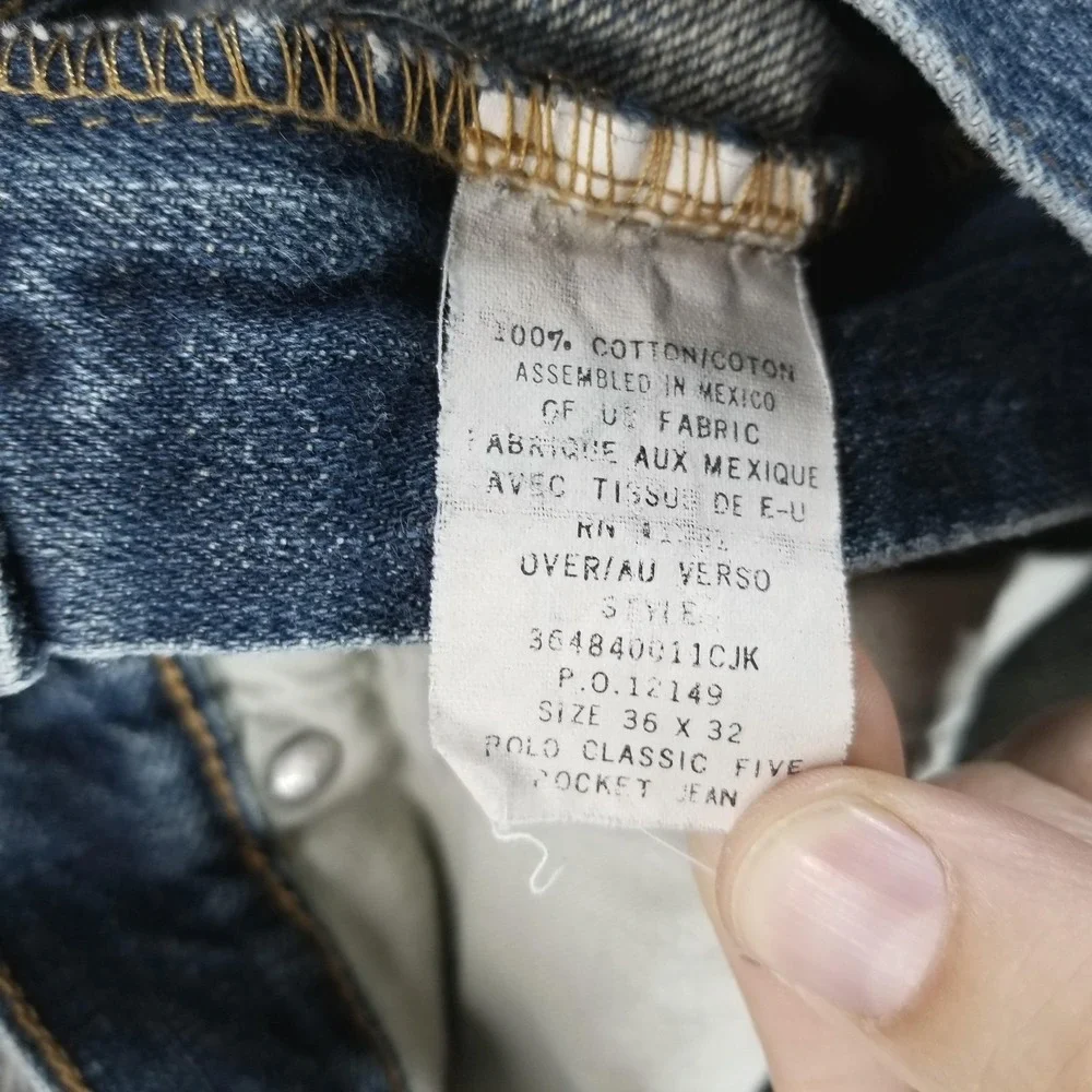 Polo Ralph Lauren Jeans Mens 36x32‎ Blue Classic Straight Light Wash Distressed